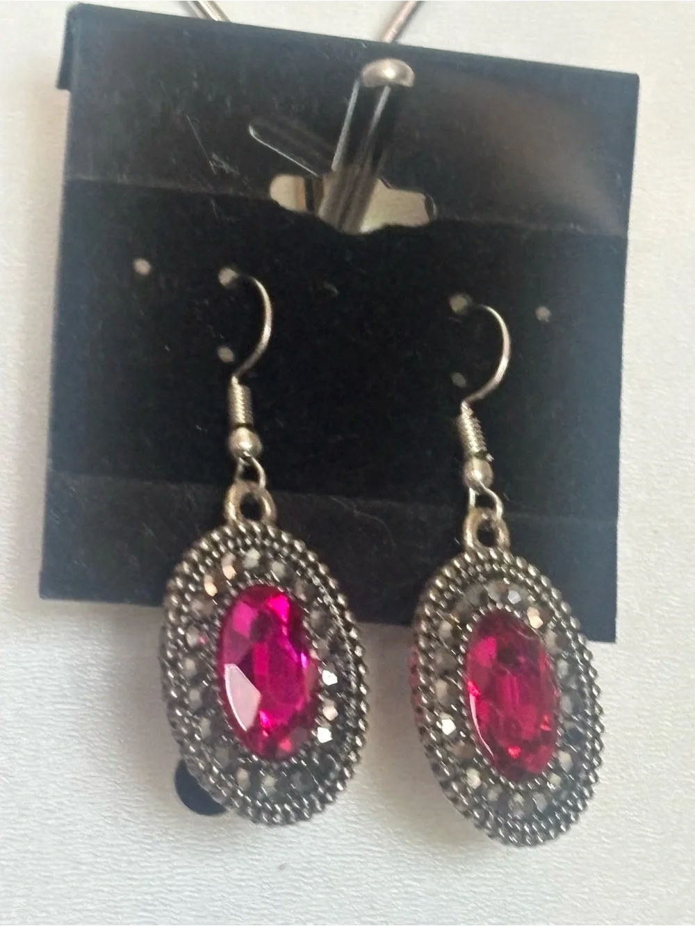 Vintage-Style Pink Crystal Drop Earrings